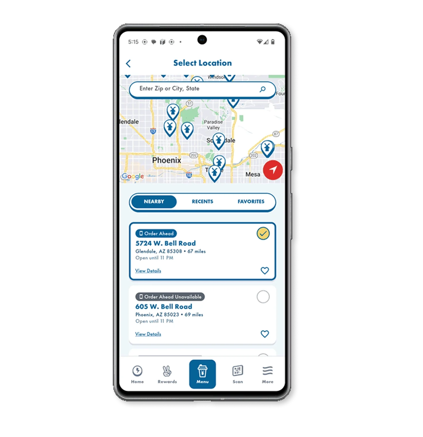 Order Ahead: Set Your Location